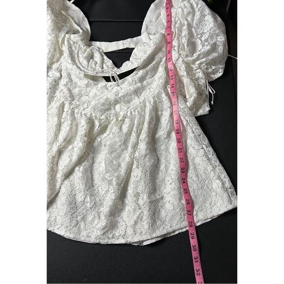 For Love And Lemons Frances Puff Sleeve Mini Dress in White - Picture 8 of 16